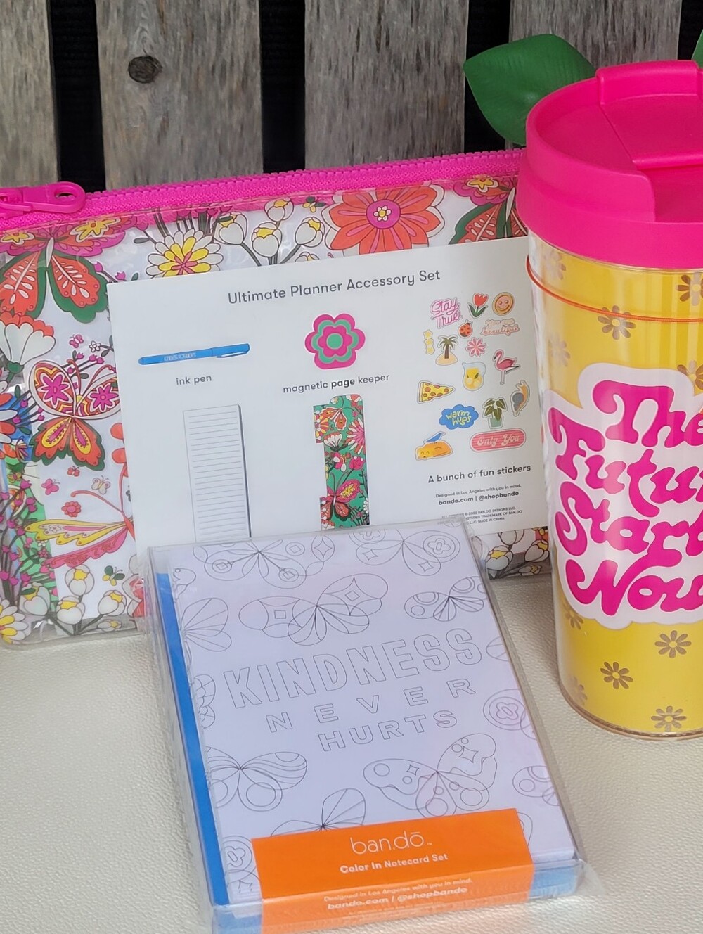 ban.do HOT STUFF thermal mug  hot pink & yellow, Activity Pack, Note Cards - Picture 5 of 8